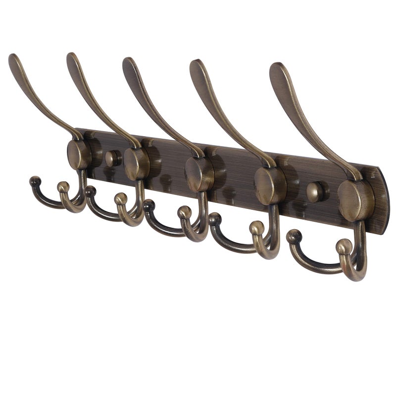 Dseap Coat Rack Wall Mounted - 5 Tri Hooks, Heavy Duty, Stainless Steel, Metal Coat Hook Rail for Coat Hat Towel Purse Robes Mudroom Bathroom Entryway,Bronze - Image 1